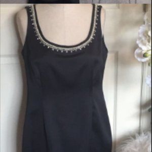 NWT Nipon Boutique Black Satin Sleeveless Dress